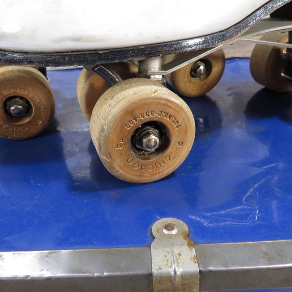 Vintage Chicago Roller Skate Co Wood Wheel Roller Ska… Gem