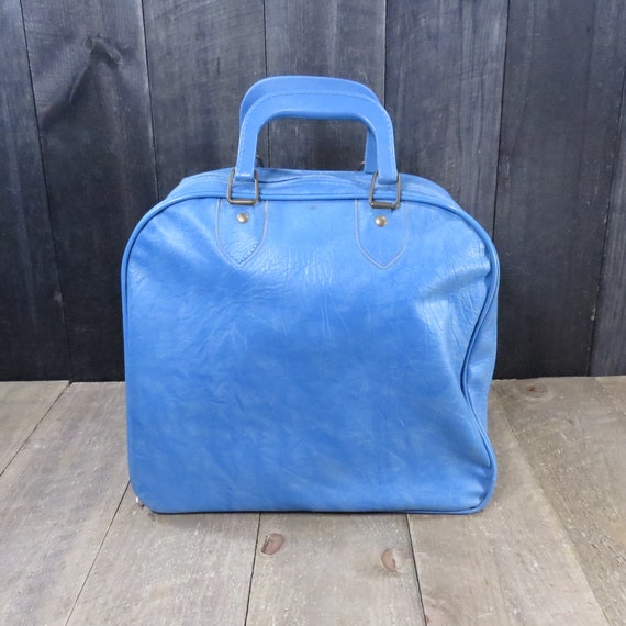 Vintage Blue Bowling Bag 1970s 1980s Retro Rockab… - image 3