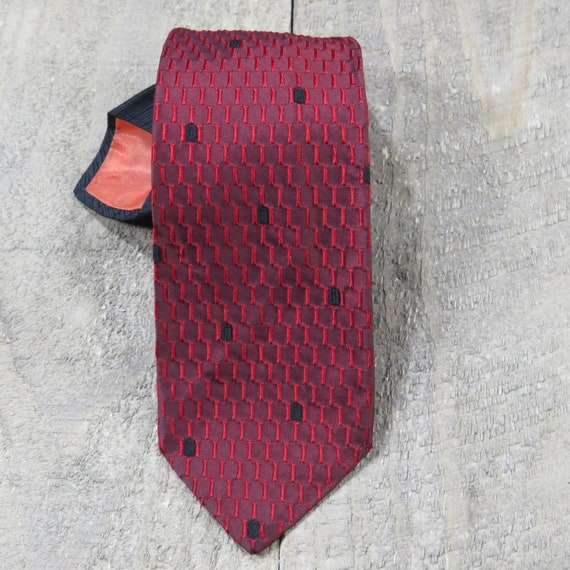 Red and Black Silk Skinny Tie Vintage 1960s Mens … - image 6