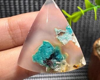 Chrysocolla Confetti Chalcedony Cabochon Gemstone - Blue Copper .