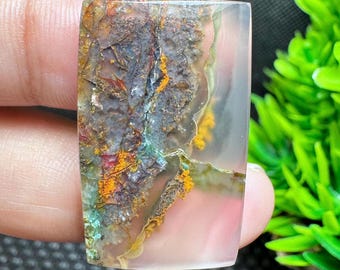 Multicolor Native Copper in Calcedony Gemstone Cabochon