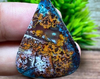 Multycolor - Chrysocolla Native Copper in Chalsedony cabochons for pendan - Limited Quality : Size 30x23x5
