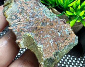 Chrysocolla Slab with Native Copper - Rare Indonesian Mineral (72x41x20)
