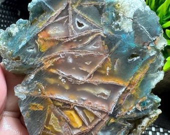 Chrysocolla Chalcedony Slab – Native Copper Stone (72x67x10)