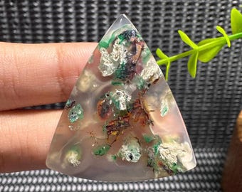 Chrysocolla Confetti Chalcedony Cabochon Gemstone - Blue Copper .