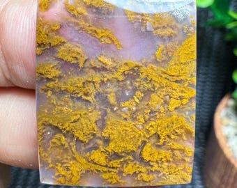 Golden Moss Purple -Plume Agate  Cabochon Gemstone Jewellry