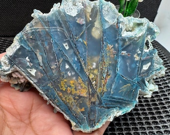 Chrysocolla Copper Slab, Chalcedony, Rare Rough Material (103x84x21)