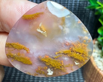 Golden Moss Purple - Plume Agate  Cabochon Gemstone Jewellry