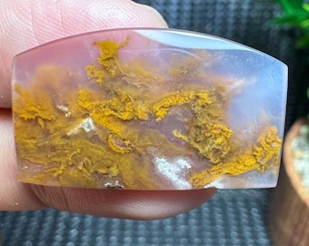 Golden Moss Purple -Plume Agate Cabochon Gemstone Jewellry