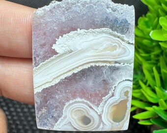 Orbicular Moss Agate Cabochon – Ternate Plume Agate, Silver Smith