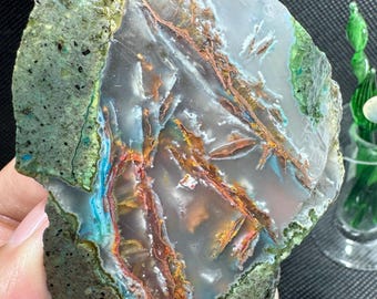 Chrysocolla Copper Slab, Chalcedony Gemstone, Rare Rough Material (100x55x13)