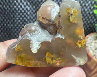 Yellow  Slab polished botriodal Copper In Chalcedony  home decoration