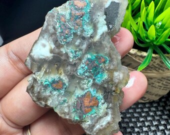 Slabs -RAW Native Black Copper Chrysocolla -Full copper Chalcedony .Size 60x30x10
