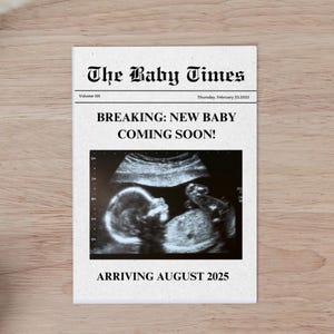 New Baby Announcement Newspaper Pregnancy Announcement Baby Coming Soon Newspaper On The Way Reveal Custom Template