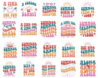 Retro Summer SVG Bundle, Summer Svg, Beach Svg, Summertime svg, Funny Beach Quotes Svg, Summer Quotes Svg, Svg files for cricut, Silhouette