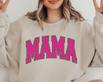 Mama luipaardprint png-ontwerp, trendy mama varsity png, retro mama png, mama png, grappige mama png, mama sublimatie ontwerpen, digitale download