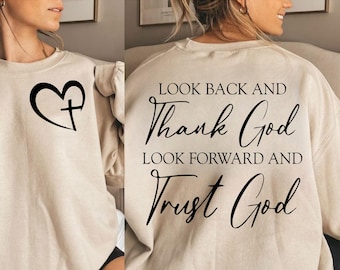 Mira hacia atrás y agradece a Dios Mira hacia adelante y confía en Dios PNG, Corazón Cruz Png, Religioso Png, Cristiano Png, Descarga digital, Gracias a Dios png