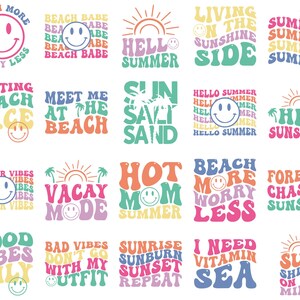 Retro Summer SVG Bundle, Summer Svg, Beach Svg, Summertime svg, Funny Beach Quotes Svg, Summer Quotes Svg, Svg files for cricut, Silhouette