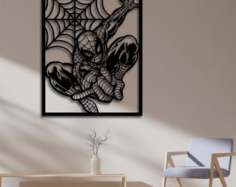 Spiderman Superhero Wall Art SVG | Web Slinging Comic Laser Cut File | Hero Decor for Cricut DXF Ai Cdr Pdf | Digital Download for CNC Use