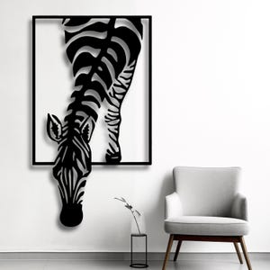 Zebra-Kopf-Wand-Kunst SVG | Wilde Tier Silhouette Schnittdatei für Laserschneiden | Cricut CNC Pdf Ai Dxf CDR | Digitaler Download Dschungel Dekor