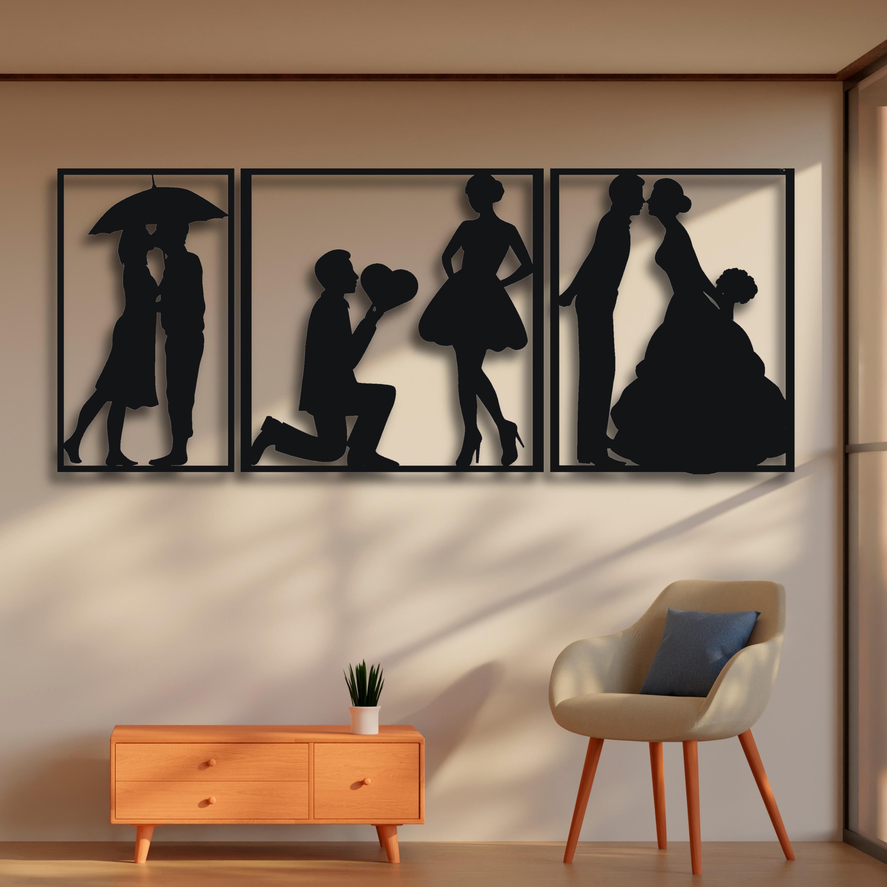 Romantic Vector Dxf Romantic Couple Silhouette SVG Set | Proposal Wedding Kiss Wall Art for ...