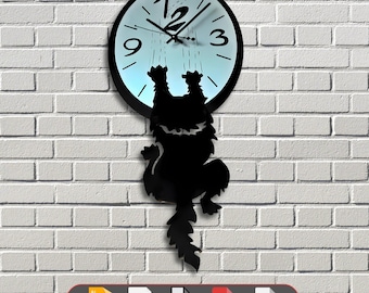 Reloj colgante de gato SVG / Silueta creativa de gato colgante, archivo cortado con láser / DXF CDR Ai Pdf Svg para CNC Glowforge Cricut / Diseño de decoración para mascotas