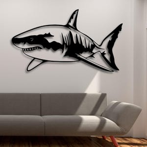 Shark Wall Art SVG | Great White Ocean Predator Laser Cut File | Nautical Decor for Cricut Dxf Ai Pdf CDR | Digital Download for CNC Use