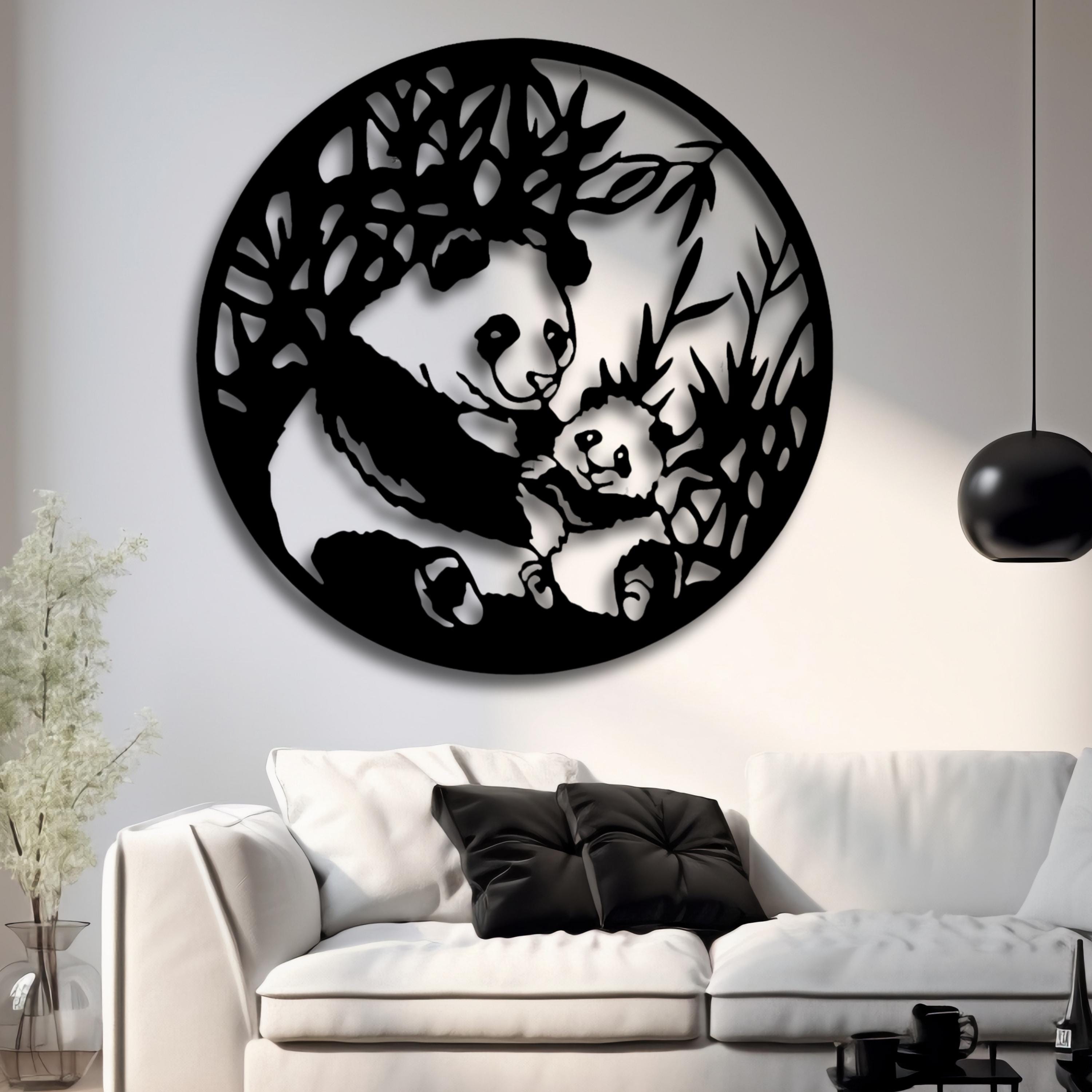 Panda Cd R Panda Bear Wall Art | Cute Baby Animal Silhouette Laser Cut File ...