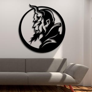 Gehoornde duivel silhouet SVG | Gothic Fantasy Dark Lord Wall Art lasergesneden bestand | CNC digitale download Ai CDR Dxf Pdf Svg voor Cricut & Laser