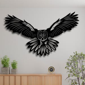 Eule Silhouette SVG Wandkunst | Fliegender Vogel Laser Cut Datei für CNC Decor | Wildtiere Tier DXF Ai Pdf Cdr | Digitaler Vektor Download