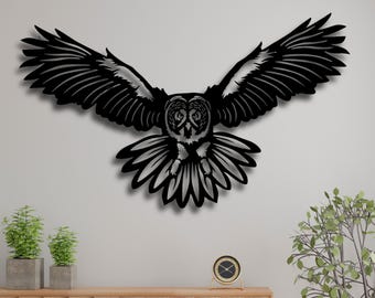 Owl Silhouette SVG Wall Art | Flying Bird Laser Cut File for CNC Decor | Wildlife Animal DXF Ai Pdf Cdr | Digital Vector Download