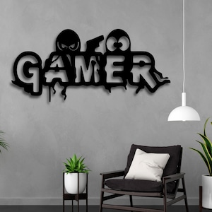 GAMER Wand Kunst SVG | Spielzimmer Dekor Laser Cut Datei | Coole Schrift Cricut DXF Pdf Ai Cdr | Digitaler Download für Spieler