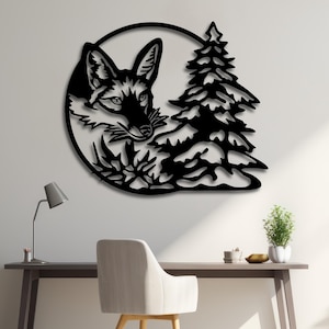 Art mural forêt renard SVG | Fichier découpé au laser Nature de la faune | Décor animalier rustique pour Cricut DXF Pdf Ai Cdr | Téléchargement numérique pour une utilisation CNC