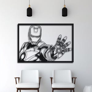 Eisen Held Wand Kunst SVG | Marvel inspiriert Laserschnittdatei für CNC-Maschinen | Sci-Fi Superhero Dekor DXF Pdf Ai Cdr | Digitaler Vektor Download