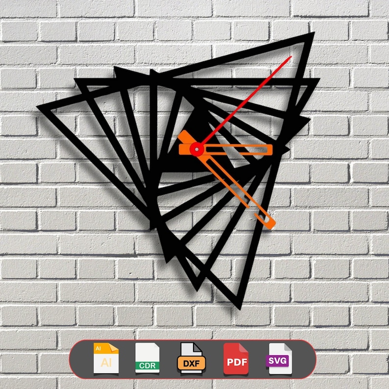 Geometric Modern Clock SVG | Abstract Wall Art Laser Cut Design | One ...