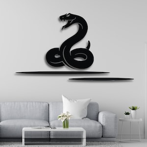 Arte de Parede com Silhueta de Cobra | Arquivo de Corte Minimalista de Víbora para CNC e Laser | Decoração de Serpente de Camada SVG DXF Pdf AI Cdr | Download Digital