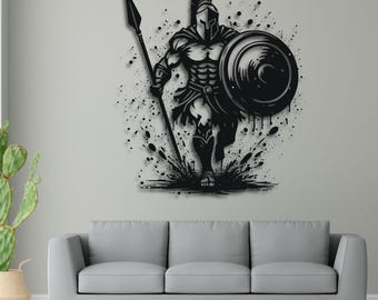 Spartan Warrior Wall Art SVG | Ancient Greek Soldier Laser Cut File | Hero Decor Cricut DXF Ai Pdf Cdr | Digital Download for CNC Use