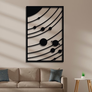 Système solaire SVG | Art mural planète minimaliste pour découpe laser | Fichier Dxf de décoration d'espace à une couche | Vecteur CNC Glowforge Cricut | PDF SVG IA