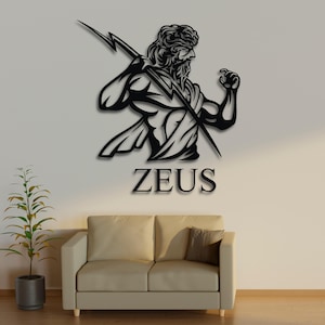 Zeus Wall Art SVG | Greek Mythology God Silhouette Laser Cut File | CNC Digital Download Ai DXF Cdr Pdf Svg | Olympus Decor Files