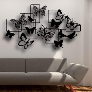 Schmetterling Wand Kunst SVG | Geschichtete Insekt Silhouette Laser Cut Dateien für Cricut CNC | Moderne Natur Dekor | Ai Cdr Dxf PDF | Digitaler Download