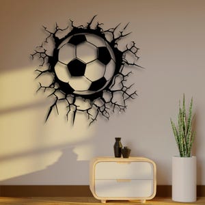 Voetbal gebarsten kunst aan de muur SVG | 3D-explosie voetbal lasergesneden bestand | Sportdecoratie Dxf Ai Pdf Cdr | Digitale download voor CNC-machines