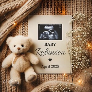 Schwangerschaftsankündigung Digitale Canva Vorlage | Gender Neutral Baby Reveal für Social Media | Bearbeitbare Sofort-Download-Ultraschallvorlage