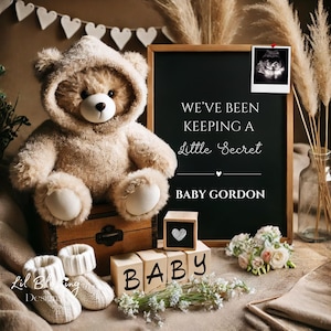 Schwangerschaftsankündigung Digitale Canva Vorlage | Gender Neutral Baby Reveal für Social Media | Bearbeitbare Sofort-Download-Ultraschallvorlage