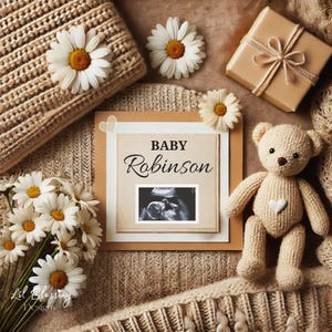 Schwangerschaftsankündigung Digitale Canva Vorlage | Gender Neutral Baby Reveal für Social Media | Bearbeitbare Sofort-Download-Ultraschallvorlage