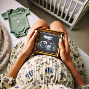 Schwangerschaftsankündigung Digitale Canva Vorlage | Gender Neutral Baby Reveal für Social Media | Bearbeitbare Sofort-Download-Ultraschallvorlage