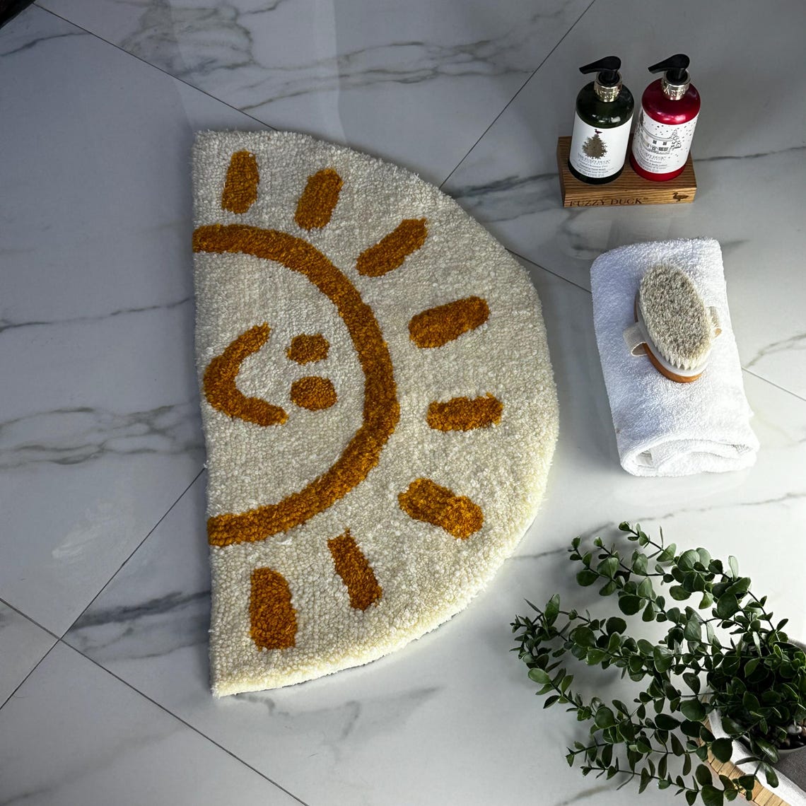 Sun-inspired Half-moon Shaped Handmade Rug 100% Handmade Soft & Fluffy ...