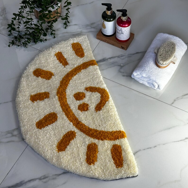 Sun-inspired Half-moon Shaped Handmade Rug 100% Handmade Soft & Fluffy ...