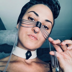 Black and silver face chain, gothic face jewelry, SeeloStudioShop