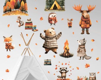 Autumn Animal Wall Decals: Woodland Nursery, Boho Decor