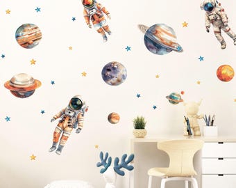 Astronaut Wall Stickers: Planets & Stars Kids Decor